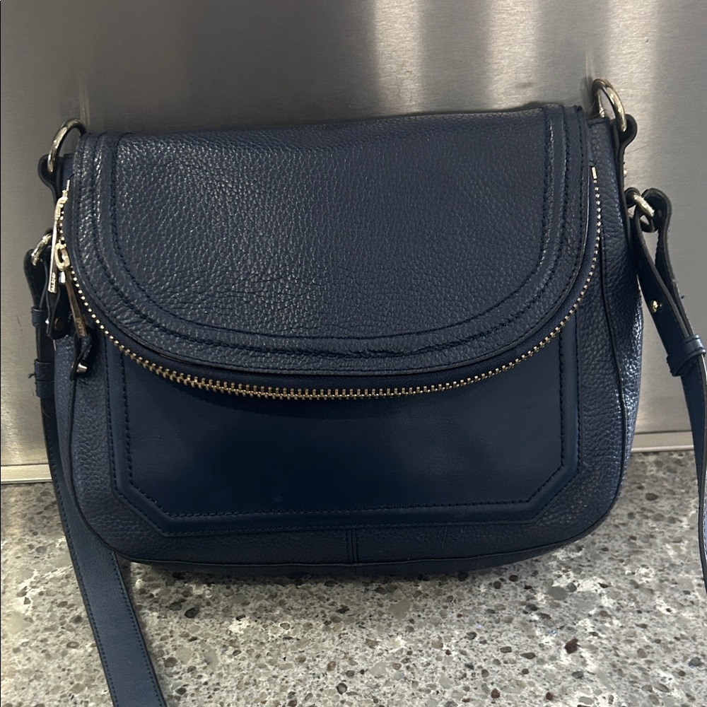 Women's Navy Leather Crossbody Bag - Classic Everyday Style